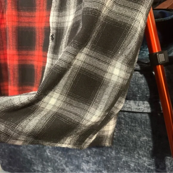 Young & Reckless Mixed Plaid Button-Up Flannel in Red/Black/White - Picture 6 of 9